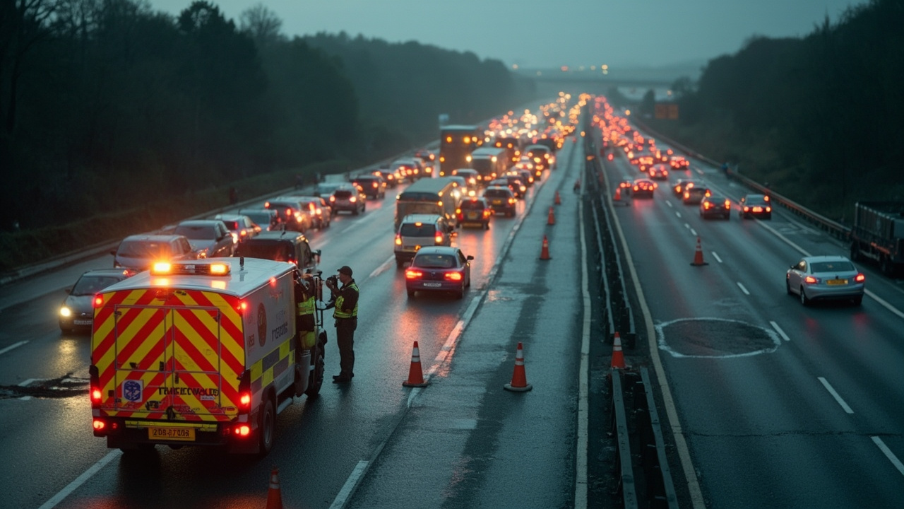 Collision blocks motorway lane, traffic delays expected